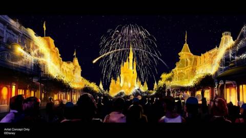 50 anos da Disney espetáculo noturno " Disney Enchantment" 