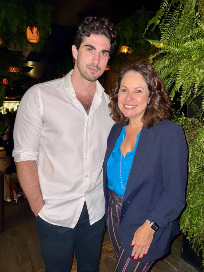Renata Araújo com o chefe do Rocco, Bernard Barzi