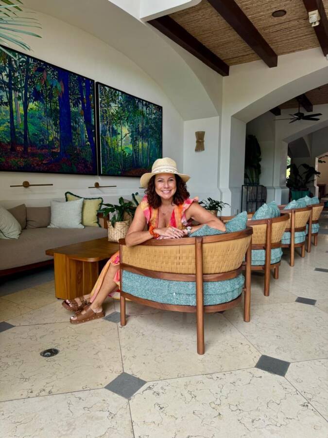 Decoração e lobby no resort buenaventura